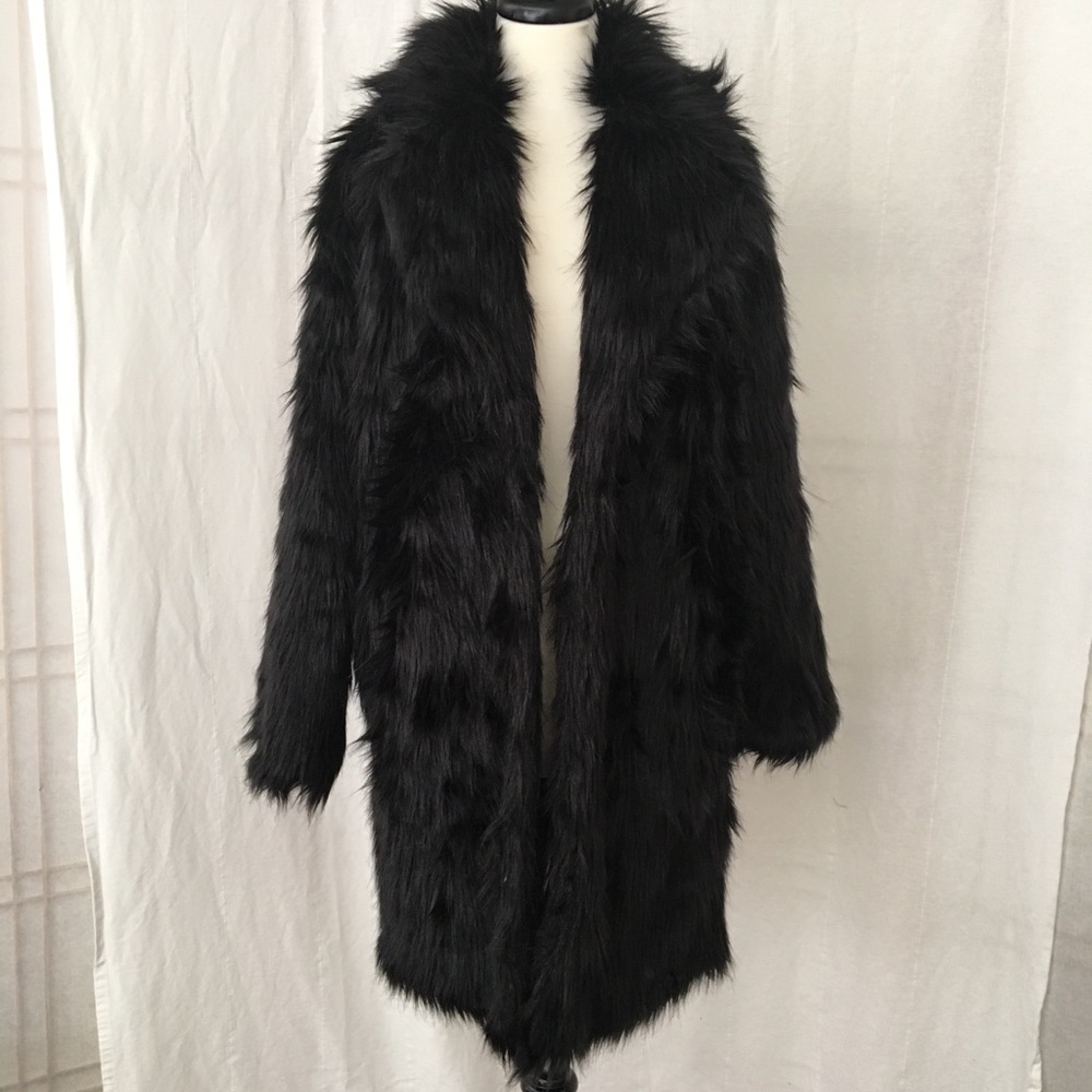 Black faux fur jacket